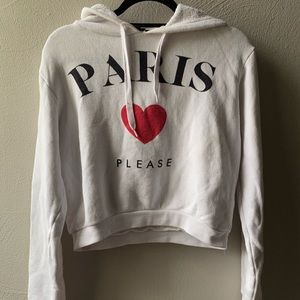 Forever 21 Paris Please Cropped Hoodie